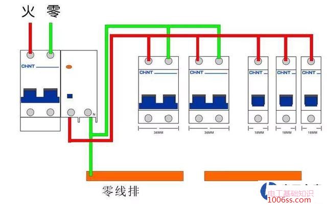 家装配电箱共用零排接线,回路零线是否要接在零线排上