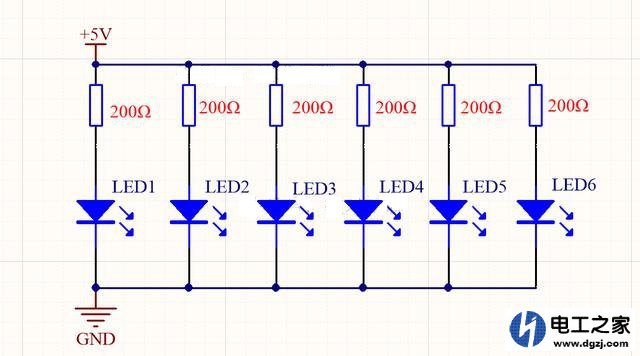 供电电源5V点亮6颗白光LED灯珠的方法